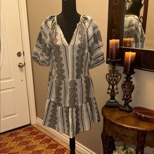 Black Tape Black and White Geometric Dress